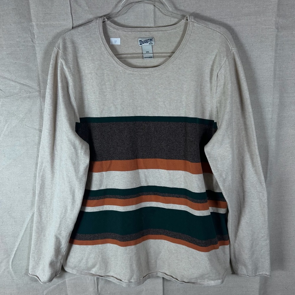 Duluth Trading Co Shiftless Crewneck Sweater Womens XXL Striped Cotton Pullover